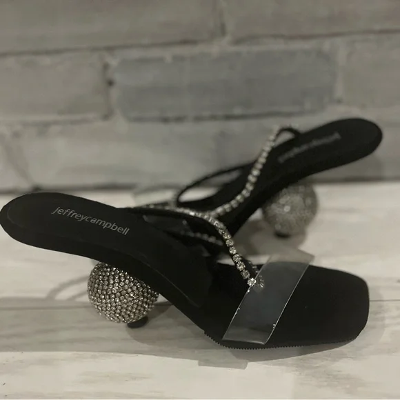 Jeffrey Campbell The Hustle Sandal In Black Suede Silver. Glamour Revolve Size 8 - Picture 3 of 8